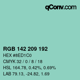 Color code: RGB 142 209 192 | qconv.com