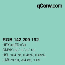 Color code: RGB 142 209 192 | qconv.com