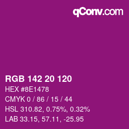 カラーコード: RGB 142 20 120 | qconv.com