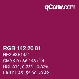 Color code: RGB 142 20 81 | qconv.com