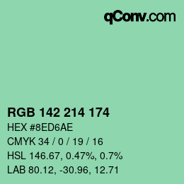 Color code: RGB 142 214 174 | qconv.com