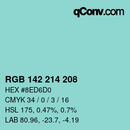 Color code: RGB 142 214 208 | qconv.com