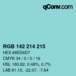 カラーコード: RGB 142 214 215 | qconv.com