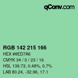 Color code: RGB 142 215 166 | qconv.com