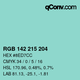 カラーコード: RGB 142 215 204 | qconv.com