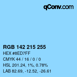 Color code: RGB 142 215 255 | qconv.com