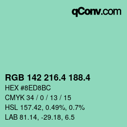 カラーコード: RGB 142 216.4 188.4 | qconv.com