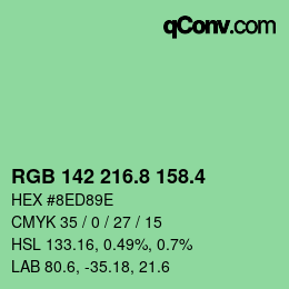 カラーコード: RGB 142 216.8 158.4 | qconv.com