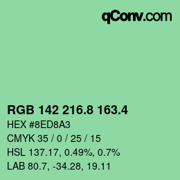 カラーコード: RGB 142 216.8 163.4 | qconv.com
