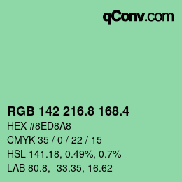 カラーコード: RGB 142 216.8 168.4 | qconv.com