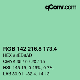 カラーコード: RGB 142 216.8 173.4 | qconv.com