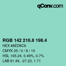 カラーコード: RGB 142 216.8 198.4 | qconv.com