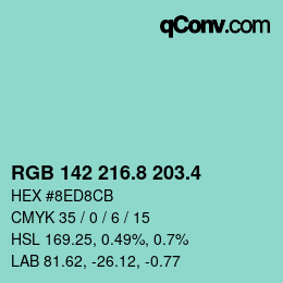カラーコード: RGB 142 216.8 203.4 | qconv.com