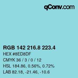 カラーコード: RGB 142 216.8 223.4 | qconv.com