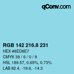 カラーコード: RGB 142 216.8 231 | qconv.com