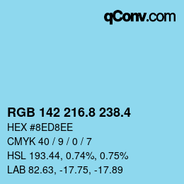 カラーコード: RGB 142 216.8 238.4 | qconv.com