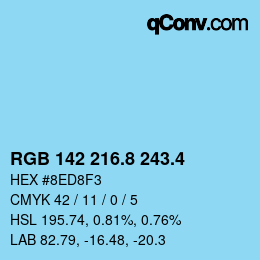 カラーコード: RGB 142 216.8 243.4 | qconv.com