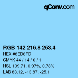 カラーコード: RGB 142 216.8 253.4 | qconv.com
