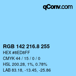 カラーコード: RGB 142 216.8 255 | qconv.com