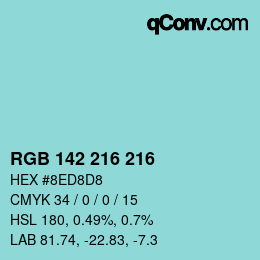 Color code: RGB 142 216 216 | qconv.com