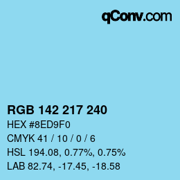 Color code: RGB 142 217 240 | qconv.com