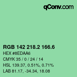 カラーコード: RGB 142 218.2 166.6 | qconv.com