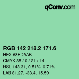 カラーコード: RGB 142 218.2 171.6 | qconv.com