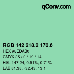 カラーコード: RGB 142 218.2 176.6 | qconv.com