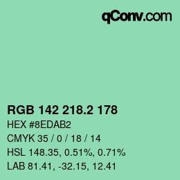 カラーコード: RGB 142 218.2 178 | qconv.com