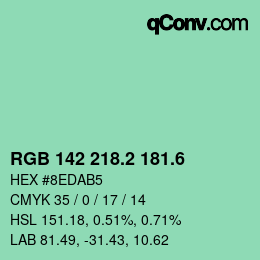 カラーコード: RGB 142 218.2 181.6 | qconv.com