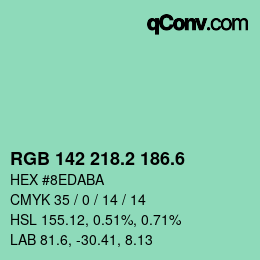 カラーコード: RGB 142 218.2 186.6 | qconv.com