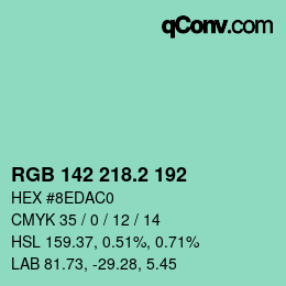 カラーコード: RGB 142 218.2 192 | qconv.com