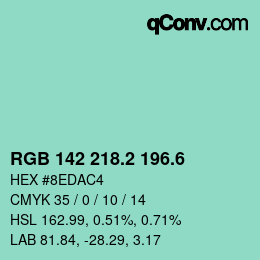 カラーコード: RGB 142 218.2 196.6 | qconv.com