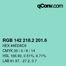 カラーコード: RGB 142 218.2 201.6 | qconv.com