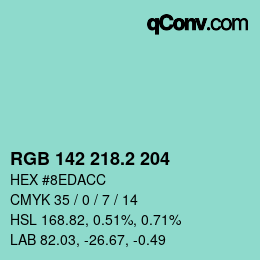 カラーコード: RGB 142 218.2 204 | qconv.com