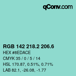 カラーコード: RGB 142 218.2 206.6 | qconv.com