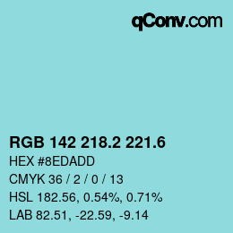 カラーコード: RGB 142 218.2 221.6 | qconv.com
