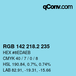 カラーコード: RGB 142 218.2 235 | qconv.com