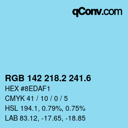 カラーコード: RGB 142 218.2 241.6 | qconv.com