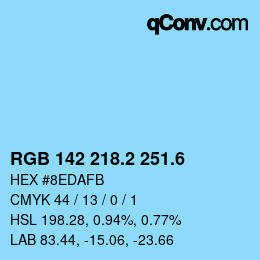 カラーコード: RGB 142 218.2 251.6 | qconv.com