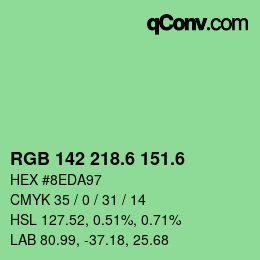 カラーコード: RGB 142 218.6 151.6 | qconv.com