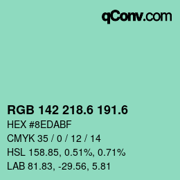 カラーコード: RGB 142 218.6 191.6 | qconv.com