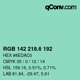 カラーコード: RGB 142 218.6 192 | qconv.com