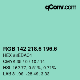 カラーコード: RGB 142 218.6 196.6 | qconv.com