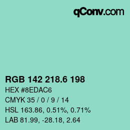 カラーコード: RGB 142 218.6 198 | qconv.com