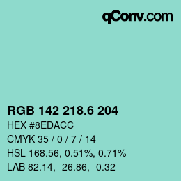 カラーコード: RGB 142 218.6 204 | qconv.com