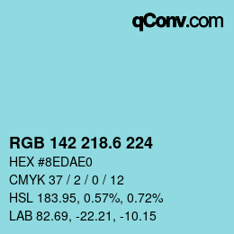 カラーコード: RGB 142 218.6 224 | qconv.com
