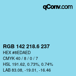 カラーコード: RGB 142 218.6 237 | qconv.com