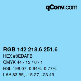 カラーコード: RGB 142 218.6 251.6 | qconv.com