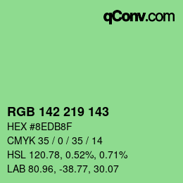 Color code: RGB 142 219 143 | qconv.com